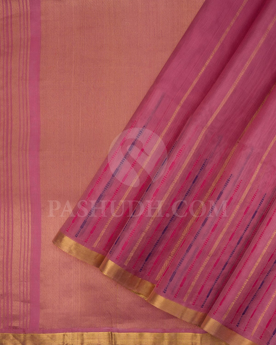 Onion Pink Dupion Soft Silk Saree-AC141