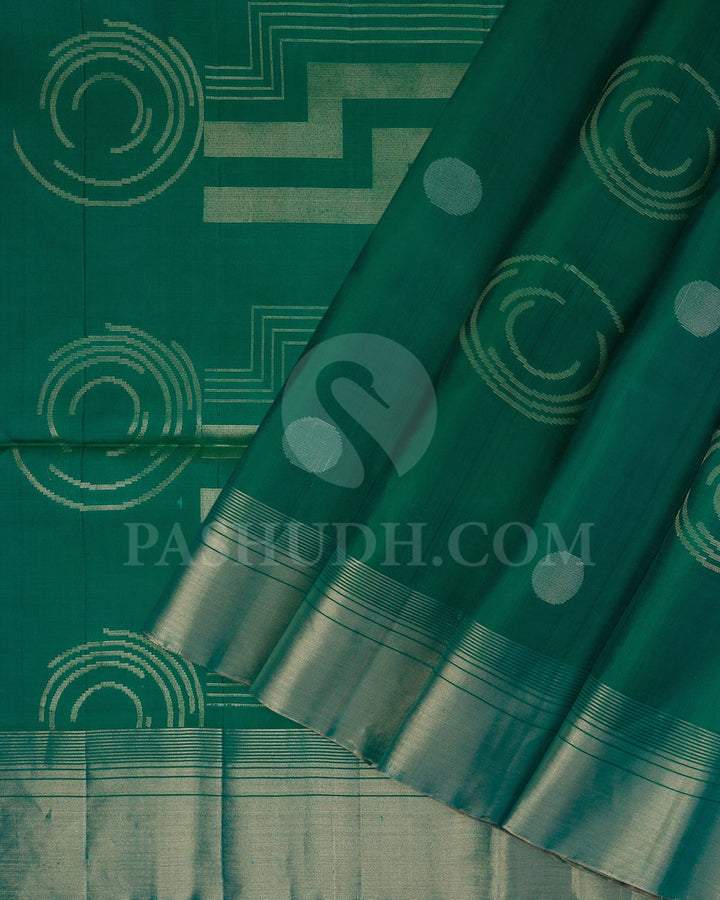 Dual Shaded Green Soft Silk Saree-AC146