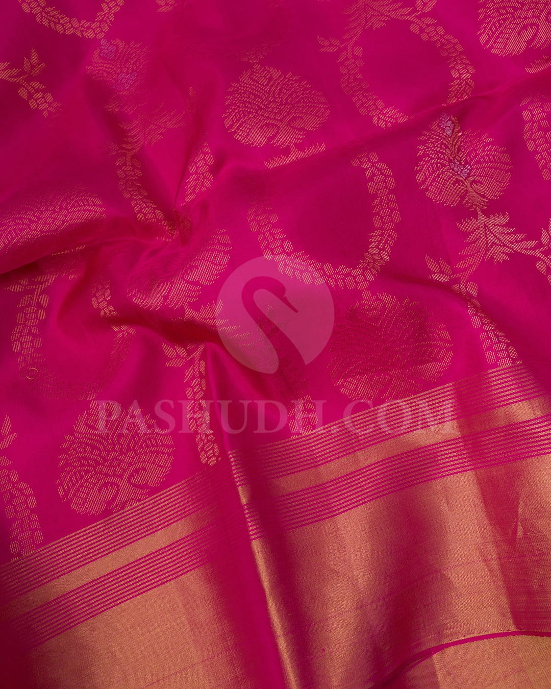 Rani Pink Banarasi Patterned Soft Silk Saree-AC179