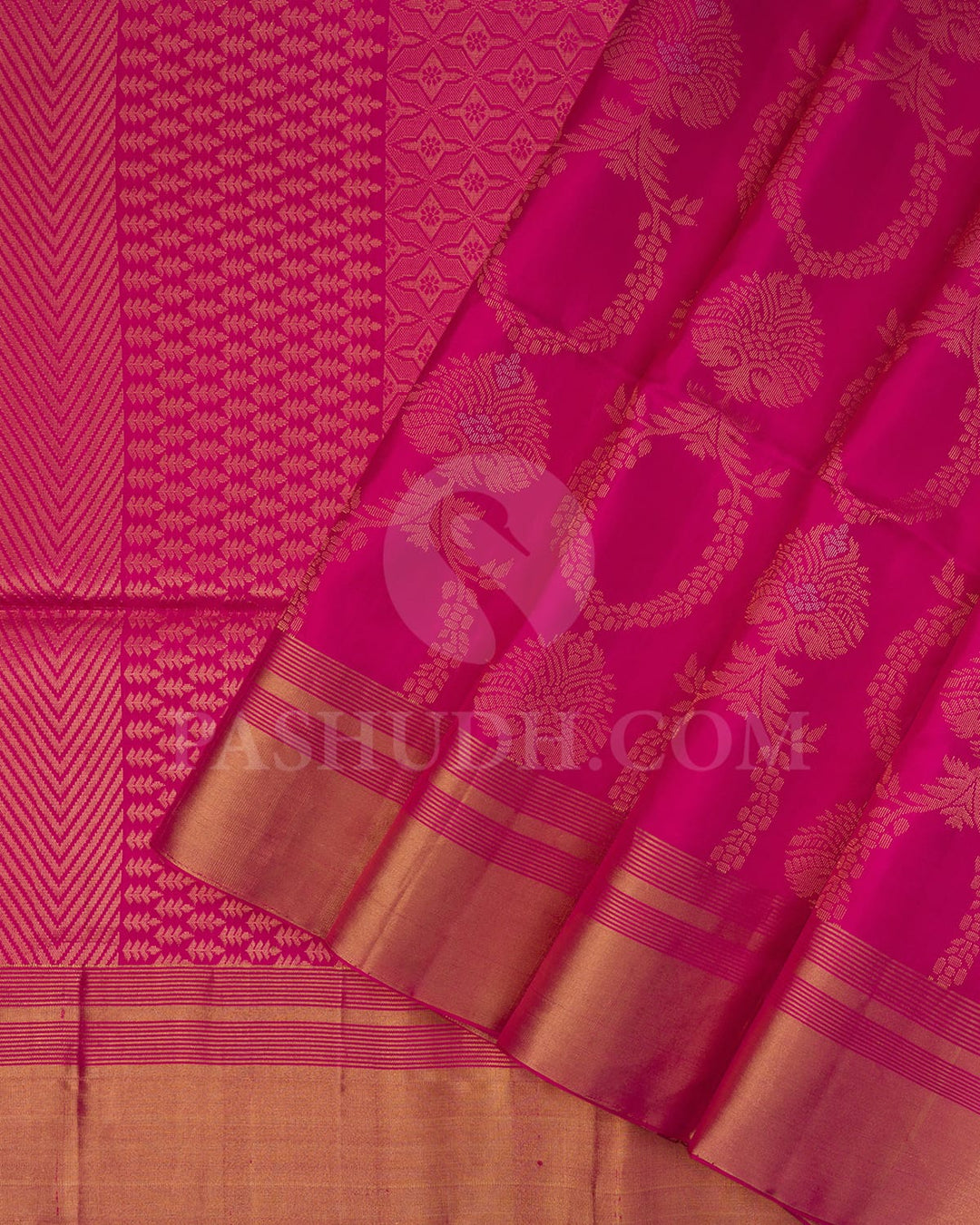 Rani Pink Banarasi Patterned Soft Silk Saree-AC179
