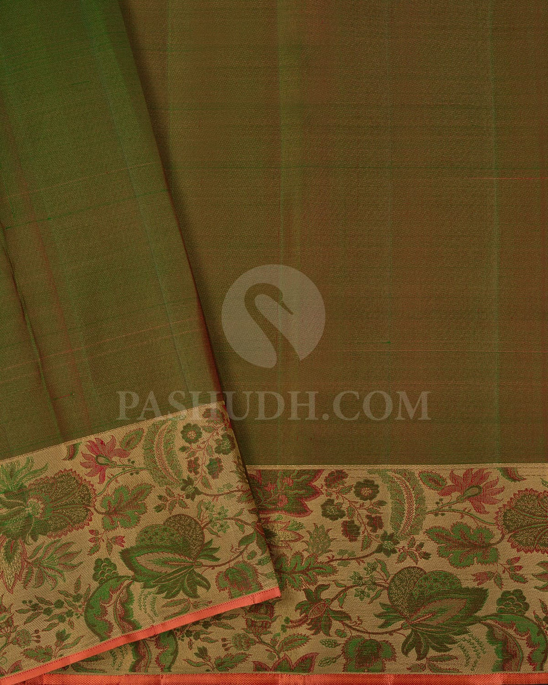 Raspberry Pink With Dual Shaded Green Kanjivaram  Silk Saree-DJ376(A)