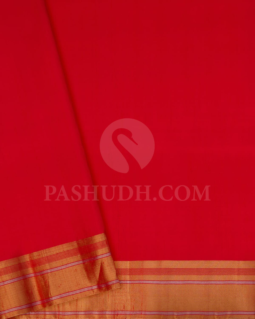 Bright Red Floral Patterned Soft Silk Saree-AC113