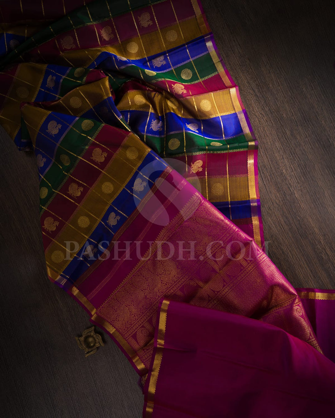 Royal Blue,Mustard,Bottle Green And Maroon Kanjivaram Silk Saree-SP239
