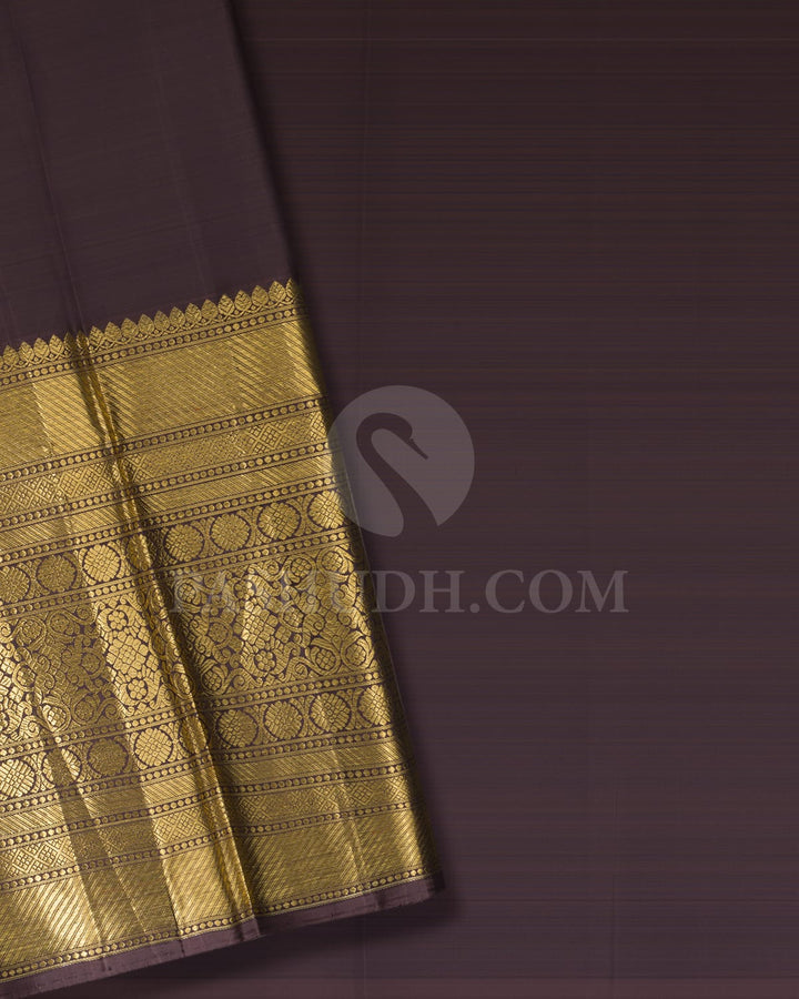 Sky Blue Pattu Paavadai Set With Brown Border-PA14
