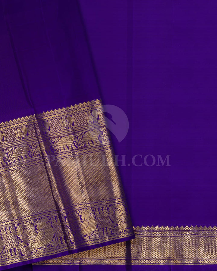 Orange Pattu Paavadai Set With Royal Blue Border-PA13