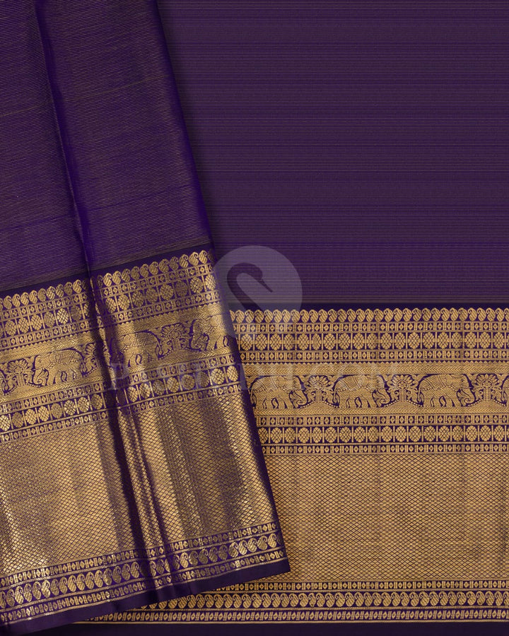 Bright Yellow Pattu Paavadai Set With Royal Blue Border-PA12