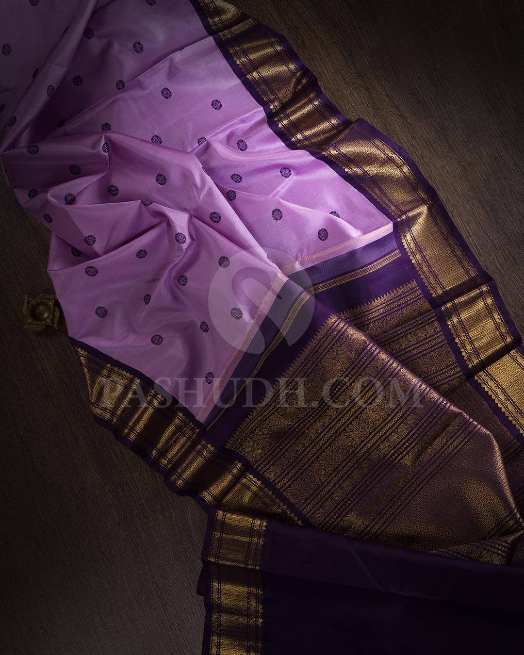 Lavender And Deep Purple Pure Zari Kanjivaram Silk Saree-SP271