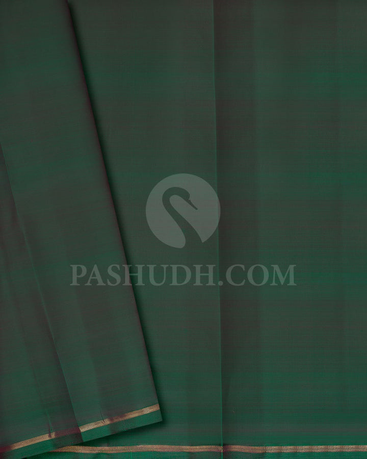 Purple And Bottle Green Traditional Borderless Pure Zari Kanjivaram Silk Saree-SP279