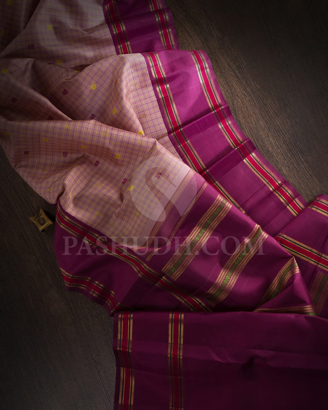 Onion Pink With Deep Mauve Pure Zari Kanjivaram Silk Saree-SP289