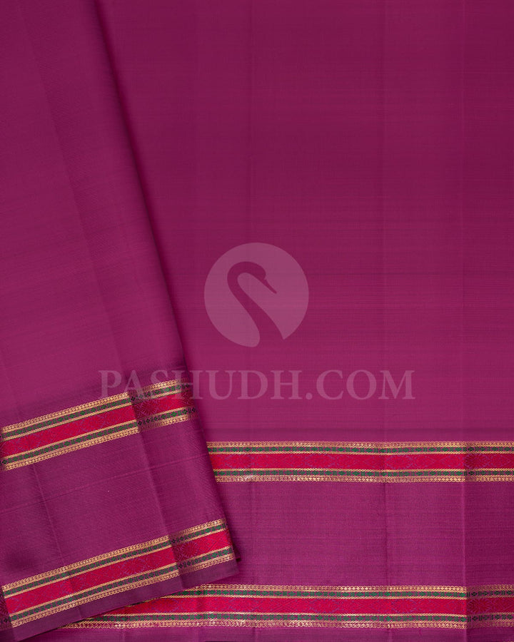 Onion Pink With Deep Mauve Pure Zari Kanjivaram Silk Saree-SP289