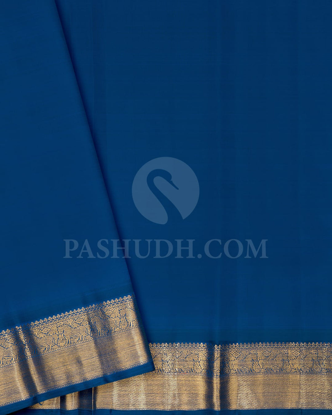 Rust And Cobalt Blue Pure Zari Kanjivaram Silk Saree-SP270