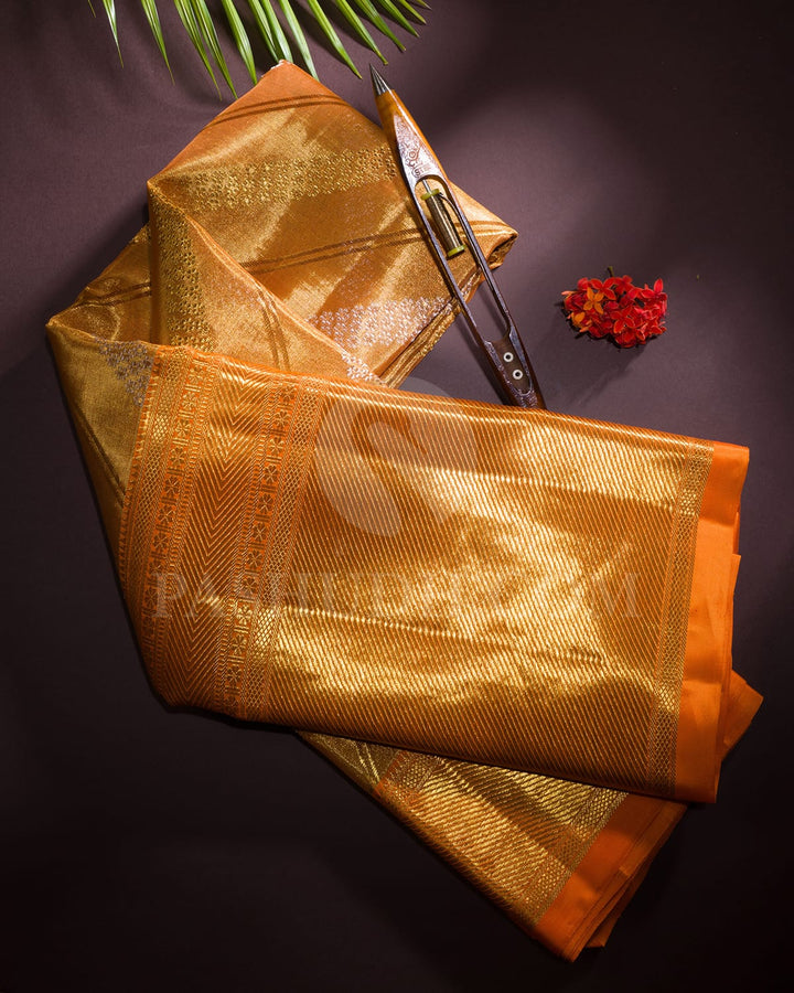 Orange Bridal Tissue Kanjivaram Silk Saree-SP240