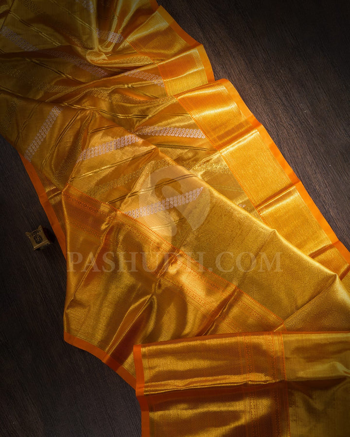 Orange Bridal Tissue Kanjivaram Silk Saree-SP240