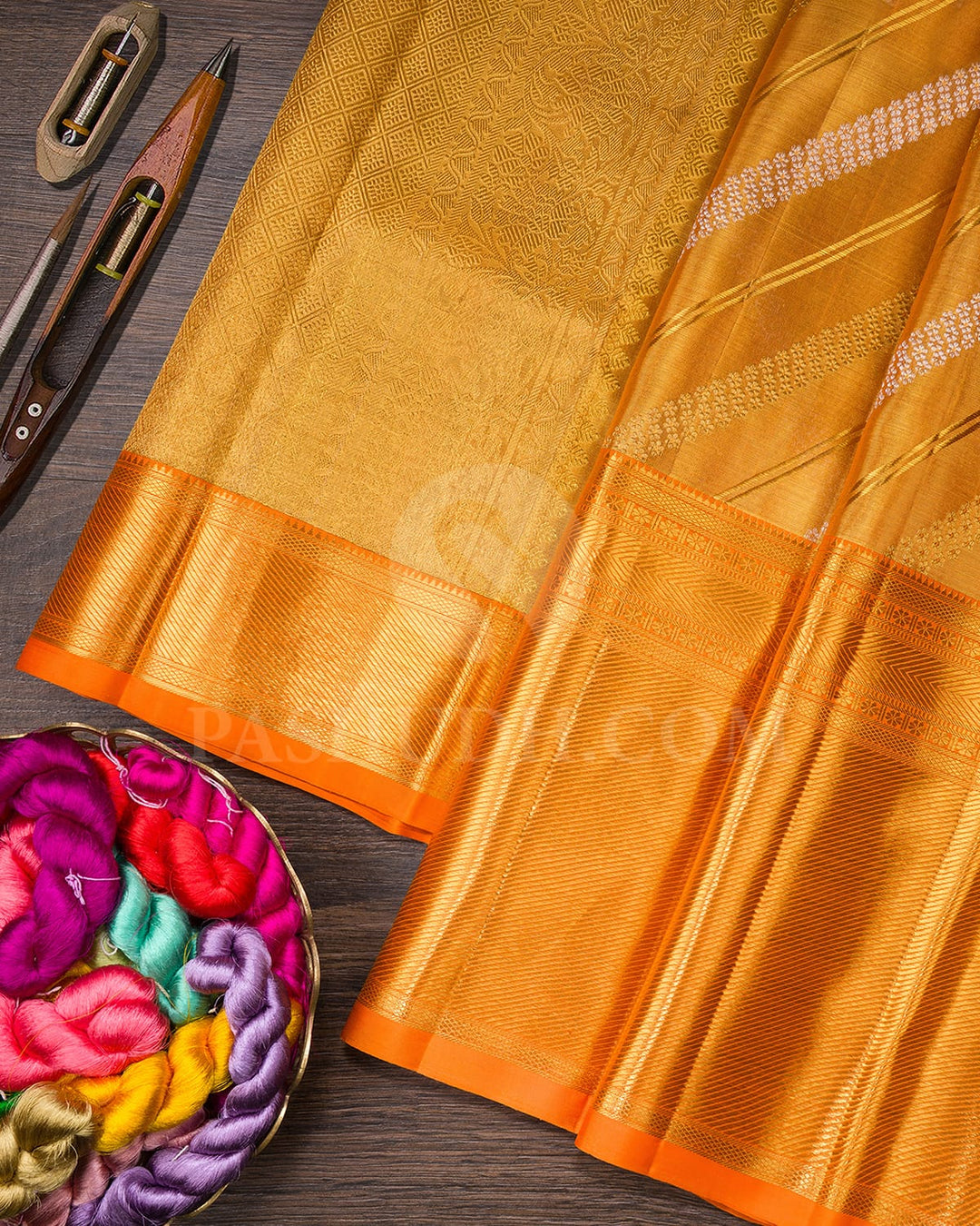 Orange Bridal Tissue Kanjivaram Silk Saree-SP240