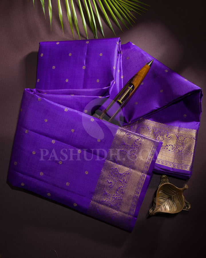 Deep Lavender Pure Zari Kanjivaram Silk Saree-SP250