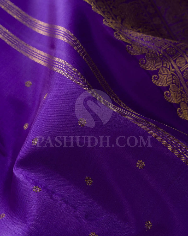 Deep Lavender Pure Zari Kanjivaram Silk Saree-SP250