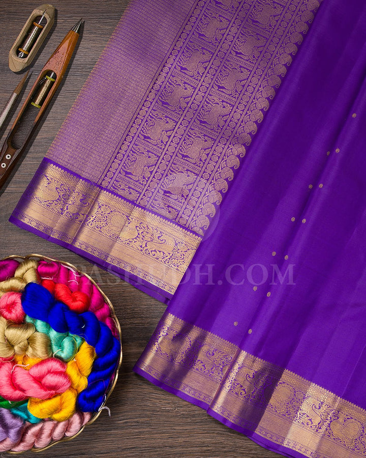 Deep Lavender Pure Zari Kanjivaram Silk Saree-SP250