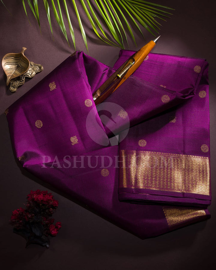 Wine Pure Zari Kanjivaram Silk Saree-SP273