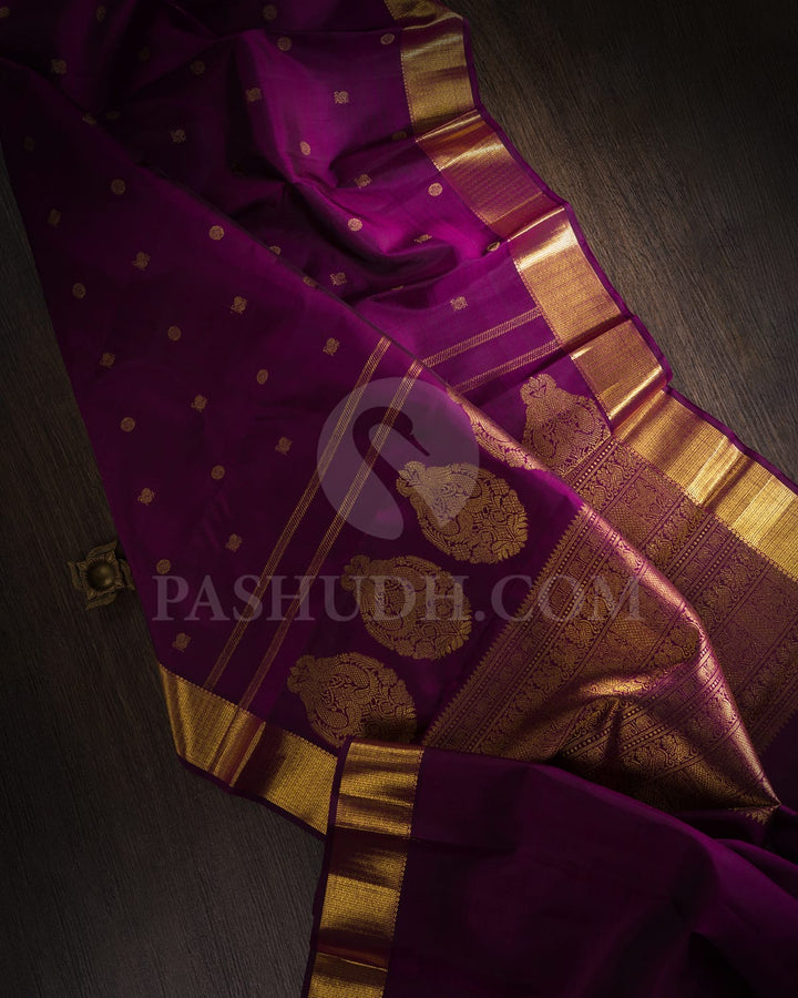 Wine Pure Zari Kanjivaram Silk Saree-SP273