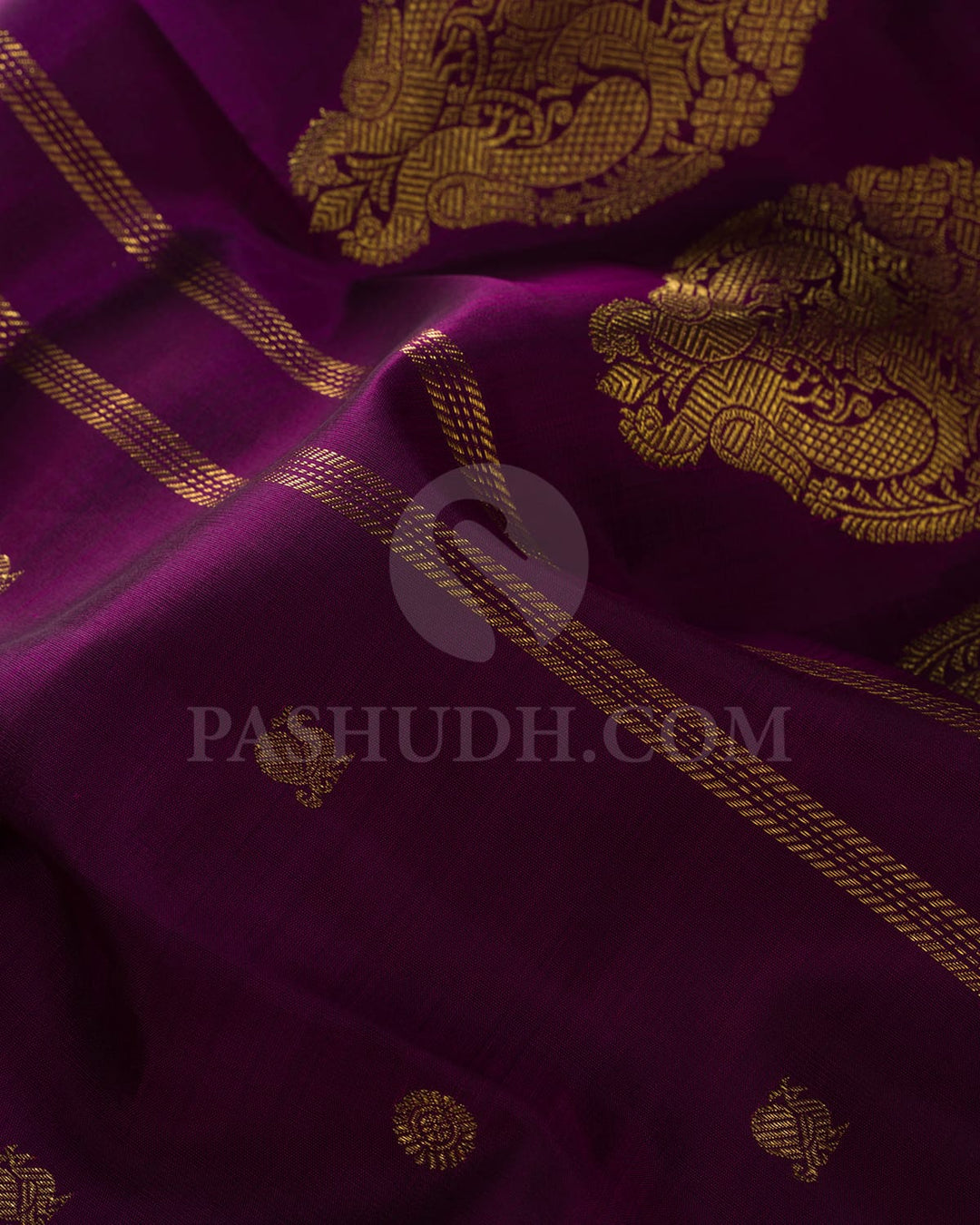 Wine Pure Zari Kanjivaram Silk Saree-SP273