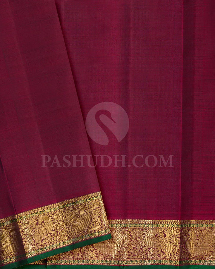 Bottle Green, Magenta,Mustard Pure Zari Vairaoosi Kanjivaram Silk Saree-SP243