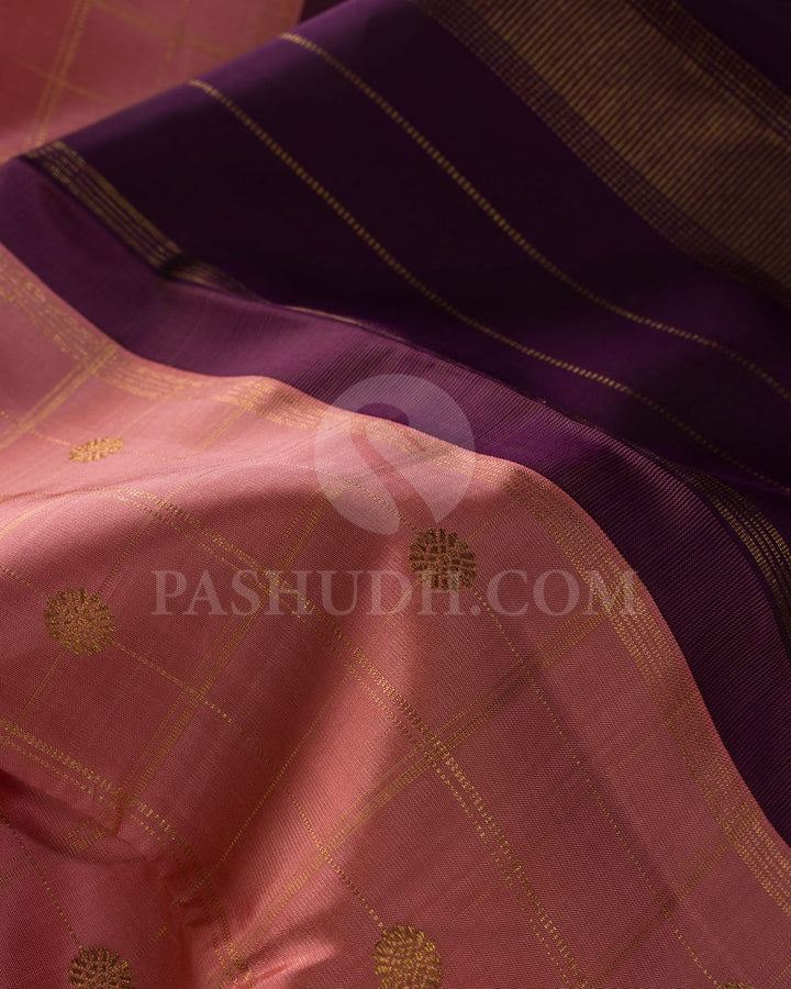 Thulian Pink And Purple Traditional Borderless Pure Zari Kanjivaram Silk Saree-SP241