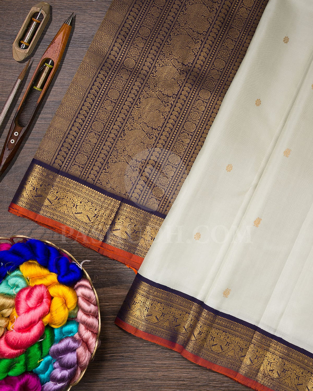 Light Pista Green With Navy Blue Pure Zari Kanjivaram Silk Saree-SP257