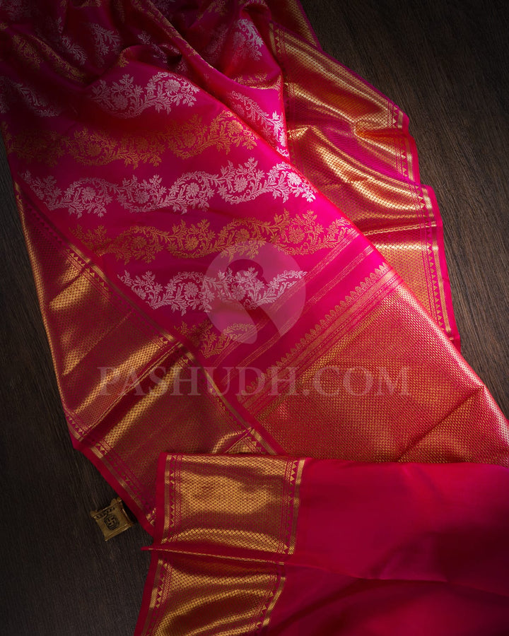 Bright Rani Pink Bridal Kanjivaram Silk Saree-SP245