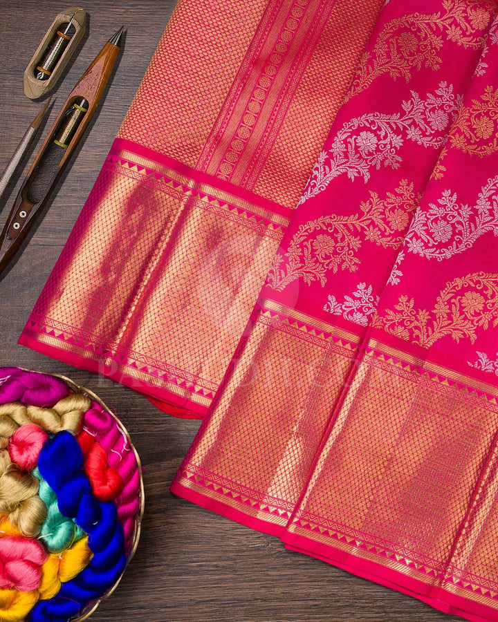 Bright Rani Pink Bridal Kanjivaram Silk Saree-SP245