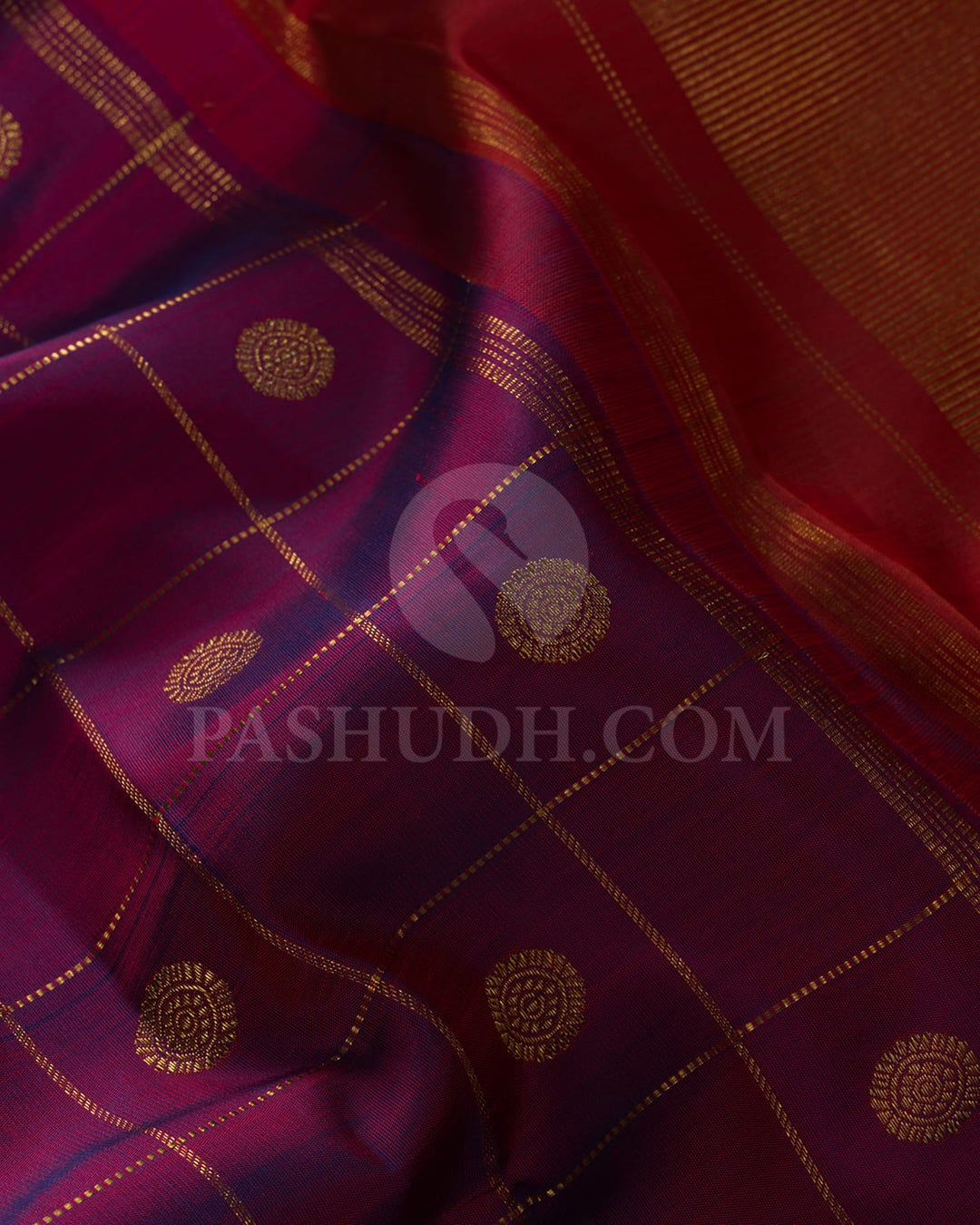 Dual Shaded Brown And Cobalt Blue Pure Zari Kanjivaram Silk Saree-SP266