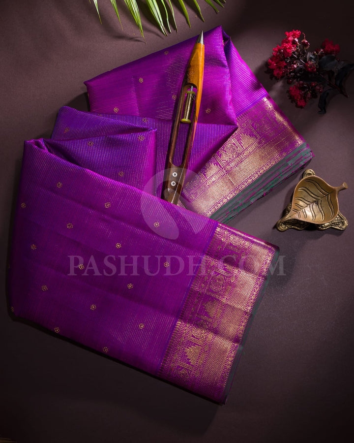 Dual Shaded Lavender Pure Zari Kanjivaram Silk Saree-SP275