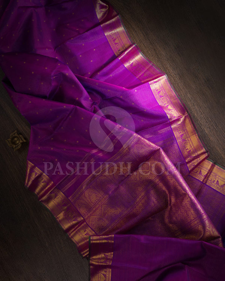 Dual Shaded Lavender Pure Zari Kanjivaram Silk Saree-SP275