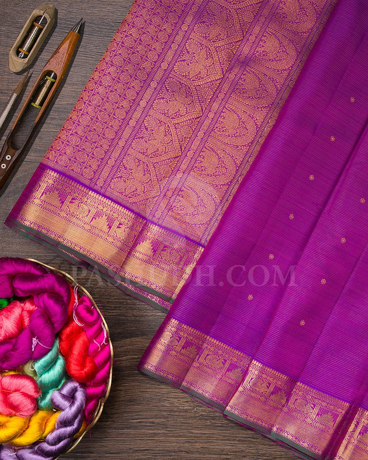 Dual Shaded Lavender Pure Zari Kanjivaram Silk Saree-SP275