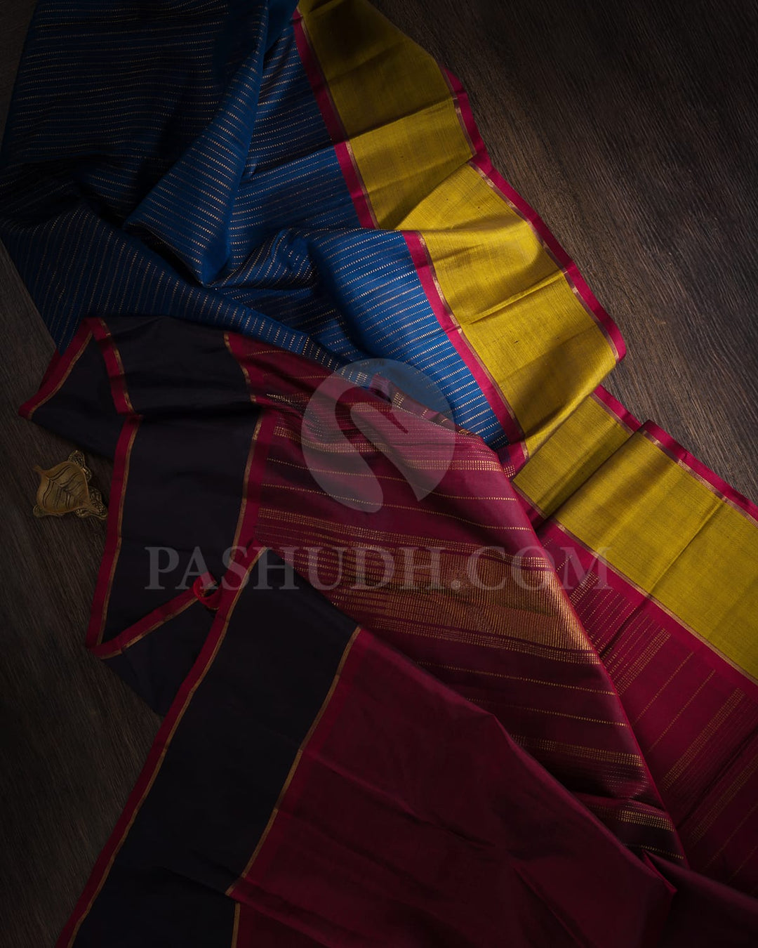 Deep Cobalt Blue With Maroon And Black Pure Zari Kanjivaram Silk Saree-SP252
