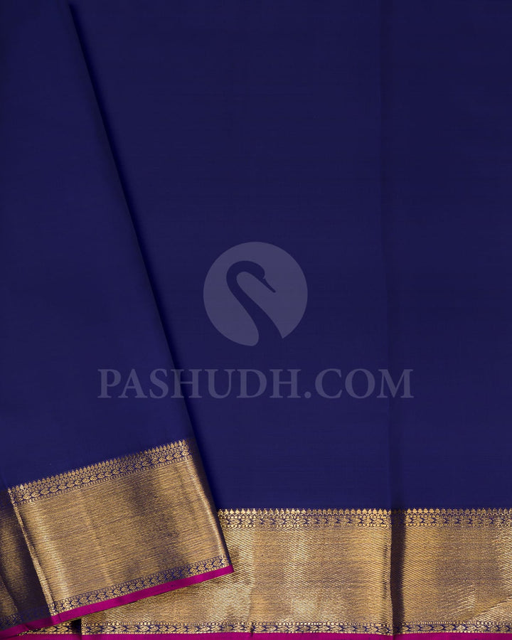 Shades Of Blue With Navy Blue Pure Zari Kanjivaram Silk Saree-SP256