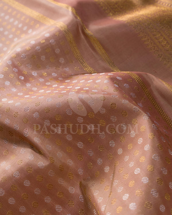 Beige Pure Zari Kanjivaram Silk Saree-SP255