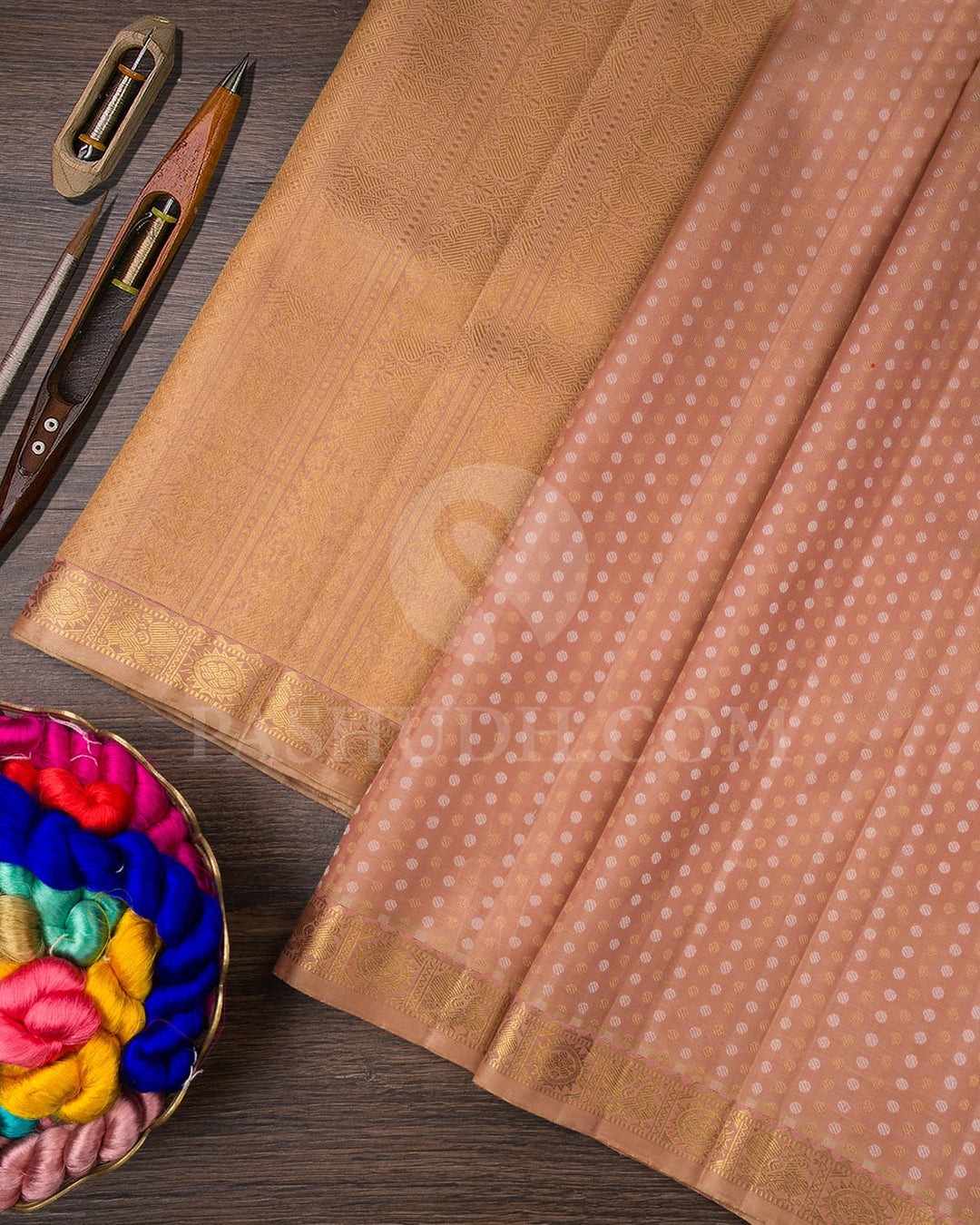 Beige Pure Zari Kanjivaram Silk Saree-SP255