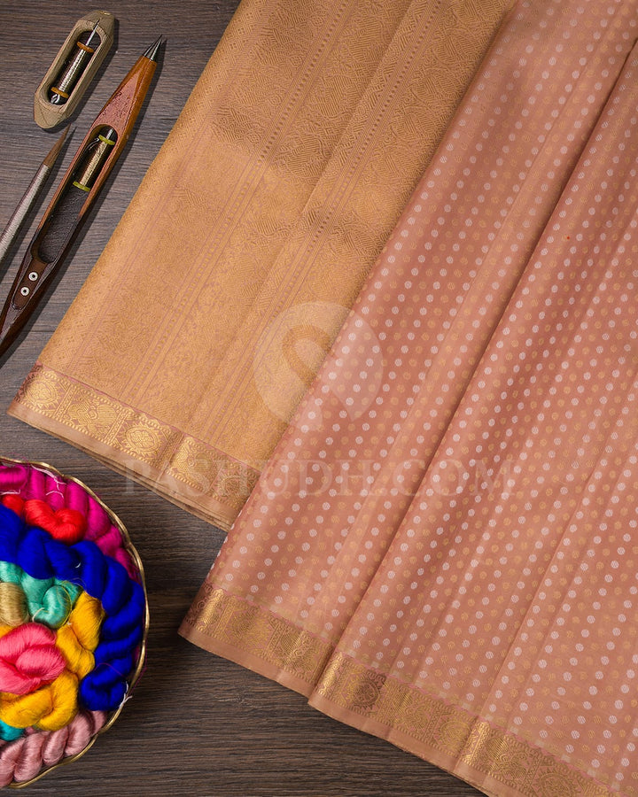 Beige Pure Zari Kanjivaram Silk Saree-SP255