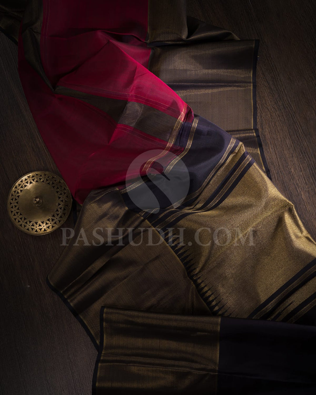 Maroon And Black Pure Zari Kanjivaram Silk Saree-SP247