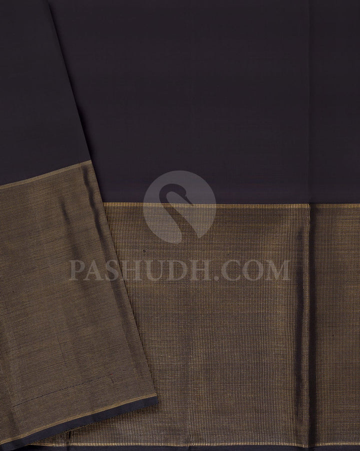 Maroon And Black Pure Zari Kanjivaram Silk Saree-SP247