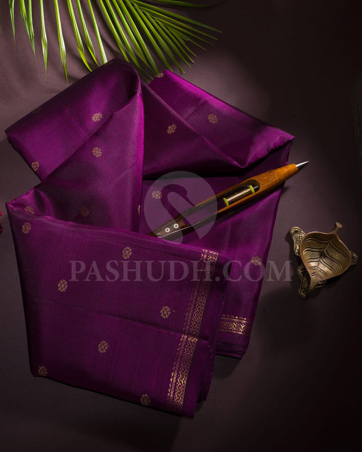Purple Pure Zari Kanjivaram Silk Saree-SP285