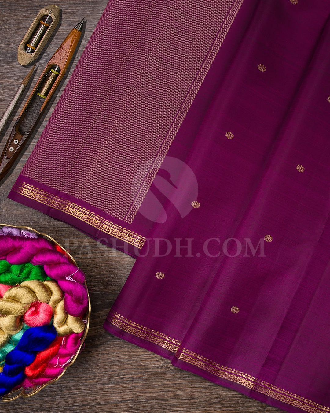 Purple Pure Zari Kanjivaram Silk Saree-SP285