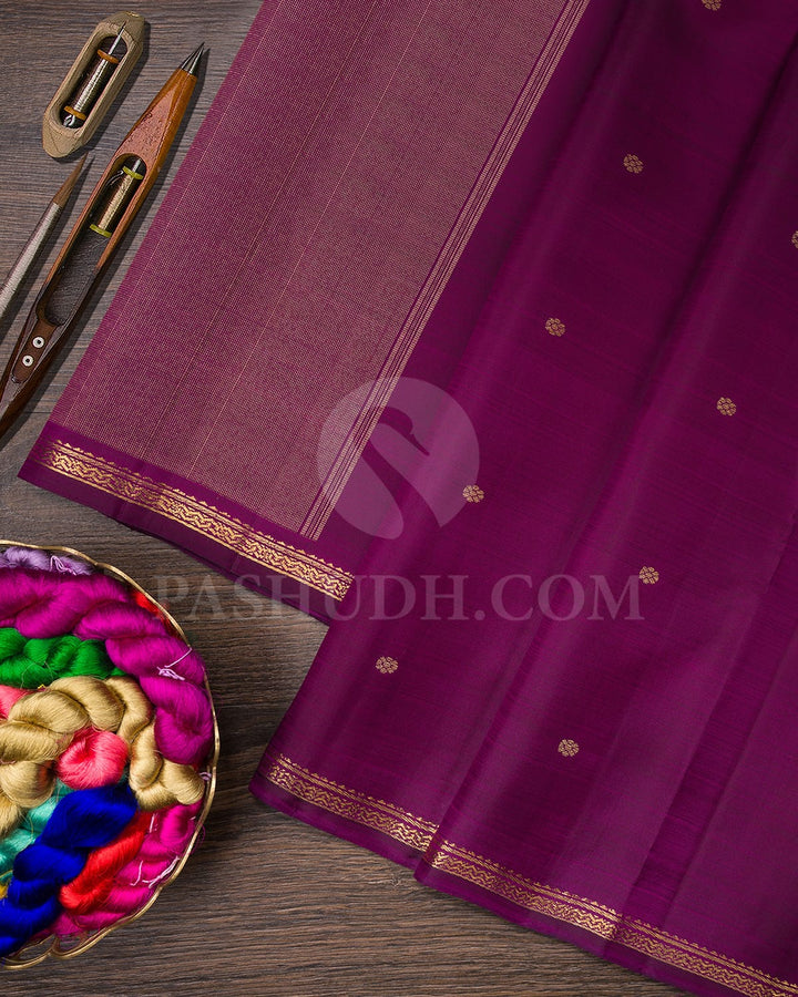 Purple Pure Zari Kanjivaram Silk Saree-SP285