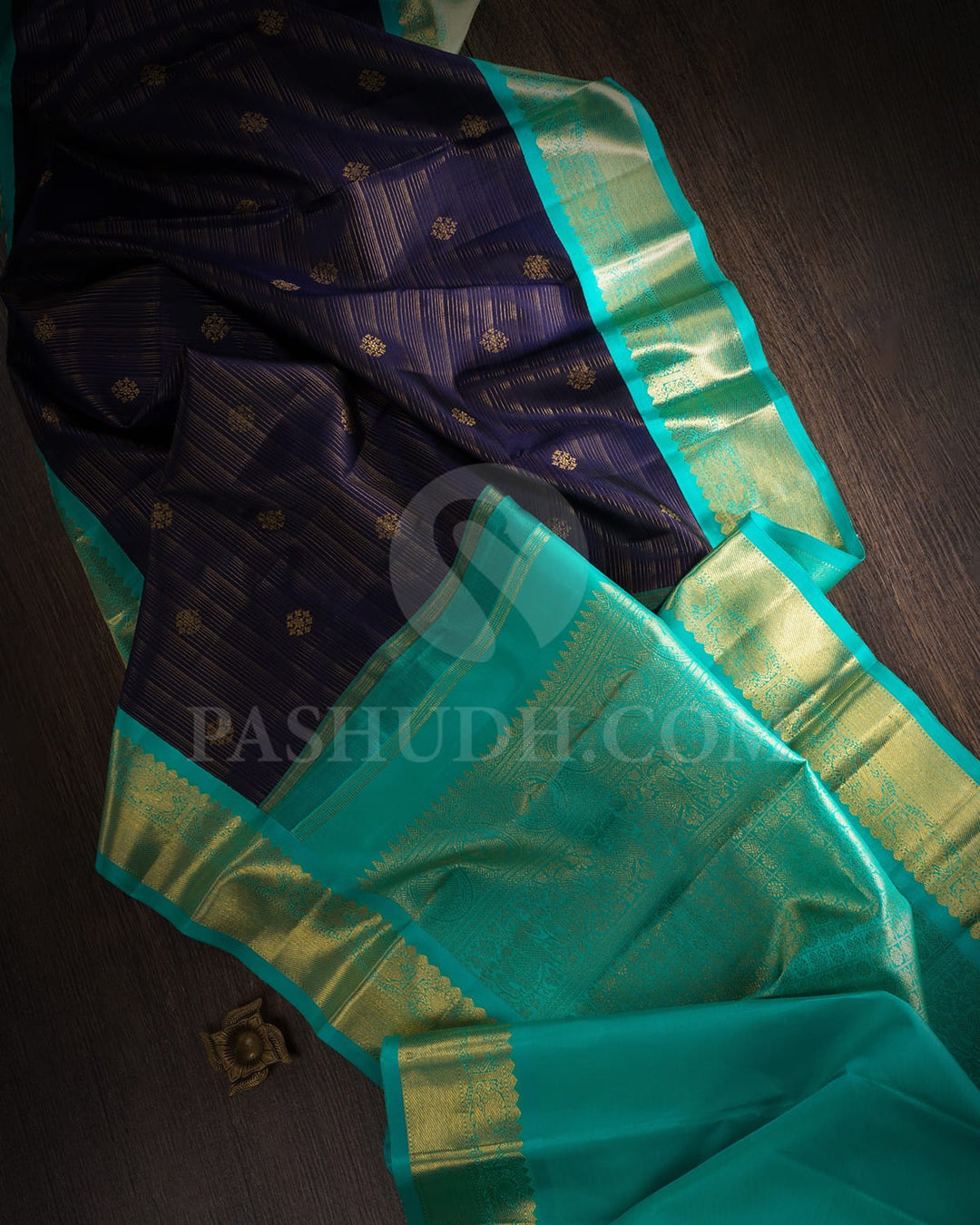 Navy Blue Pure Zari Kanjivaram Silk Saree-SP269