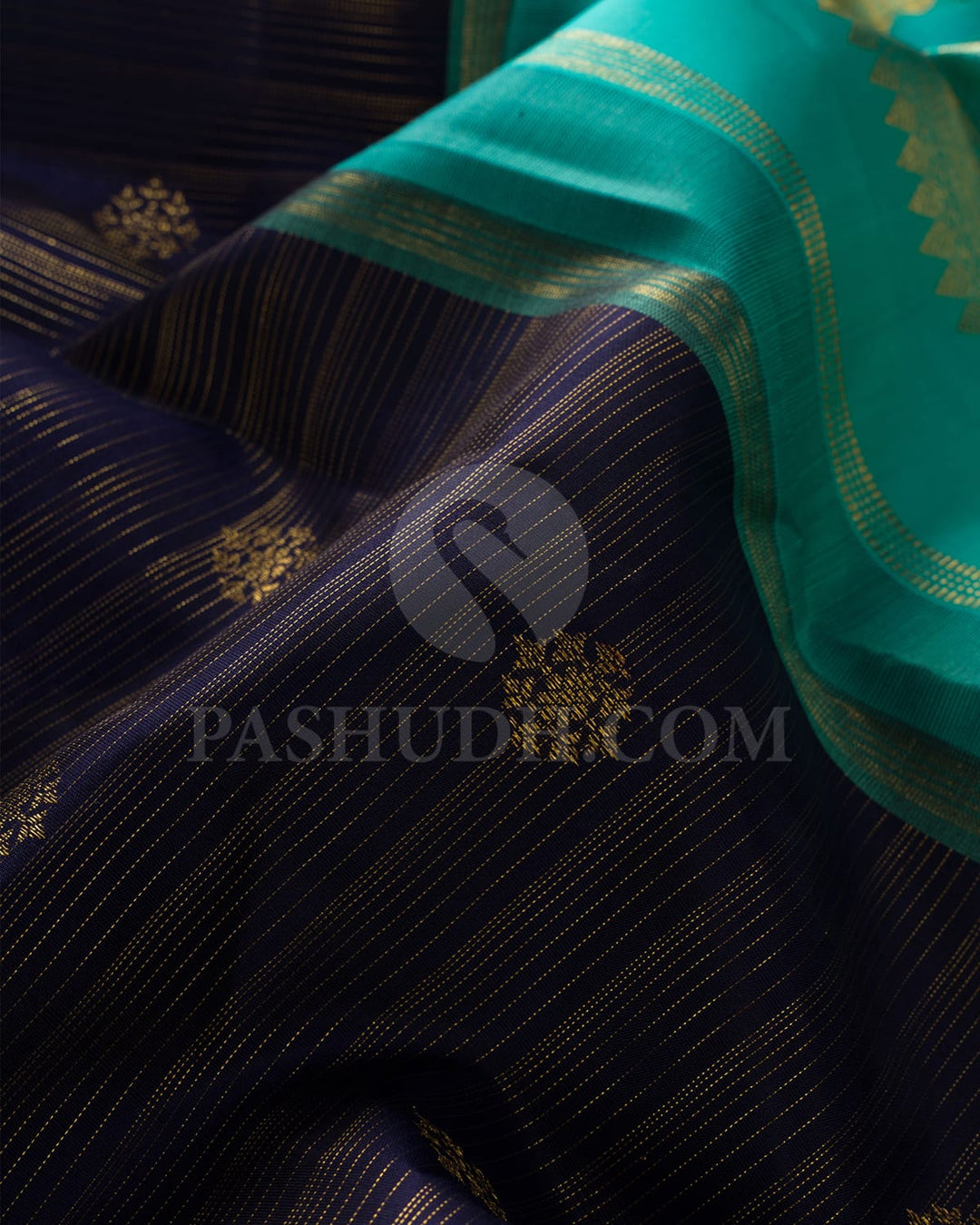 Navy Blue Pure Zari Kanjivaram Silk Saree-SP269