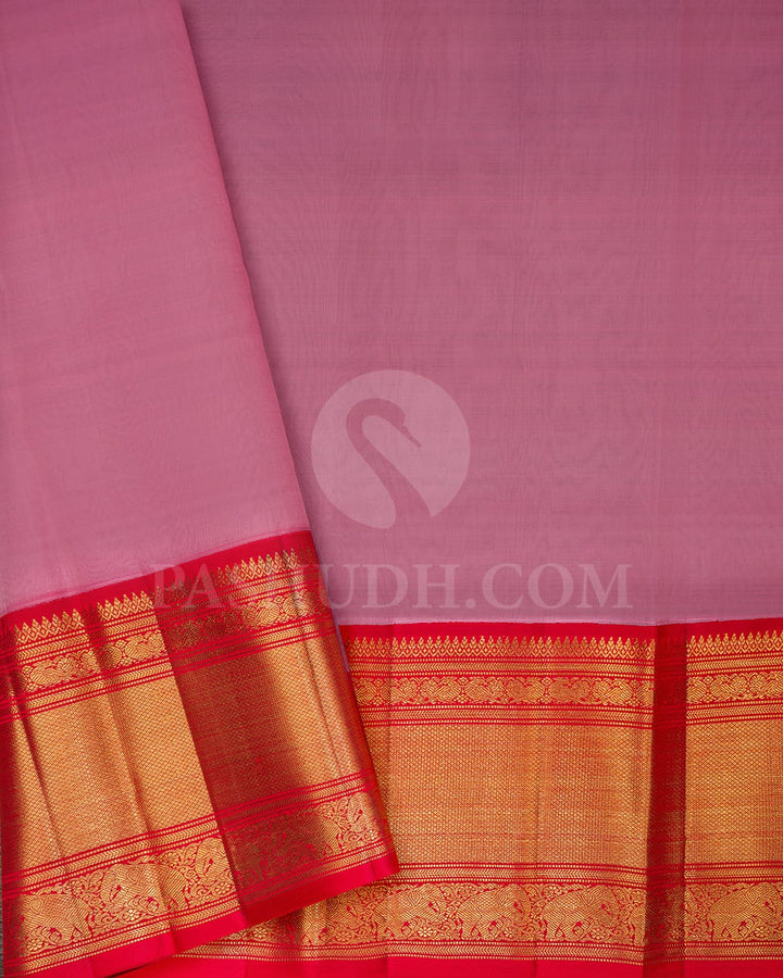 Baby Pink With Red Organza Kanjivaram Silk Saree-SP246