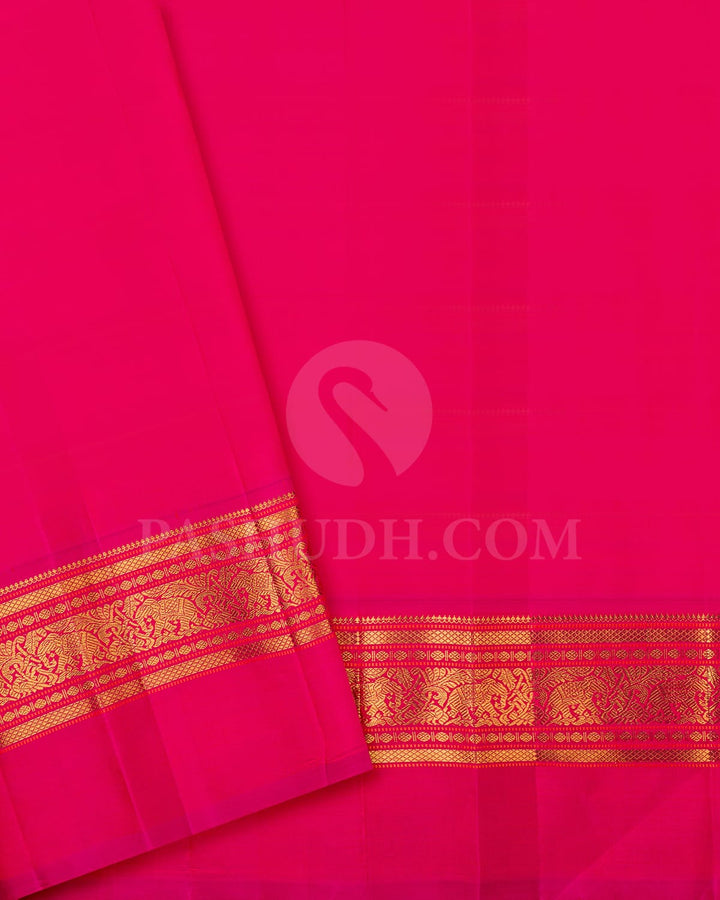 Black With Rani Pink Pure Zari Kanjivaram Silk Saree-SP278