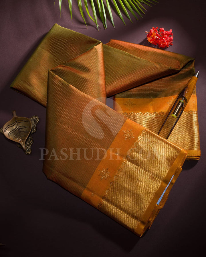 Mustard Pure Zari Kanjivaram Silk Saree-SP251