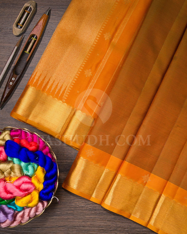 Mustard Pure Zari Kanjivaram Silk Saree-SP251
