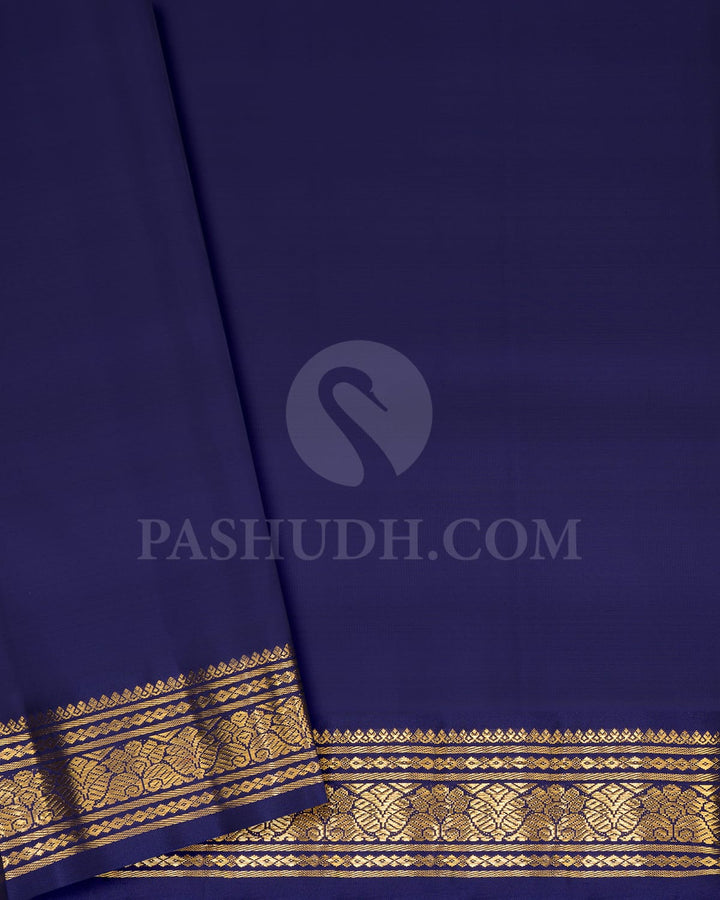 Lavender And Navy Blue Pure Zari Kanjivaram Silk Saree-SP281